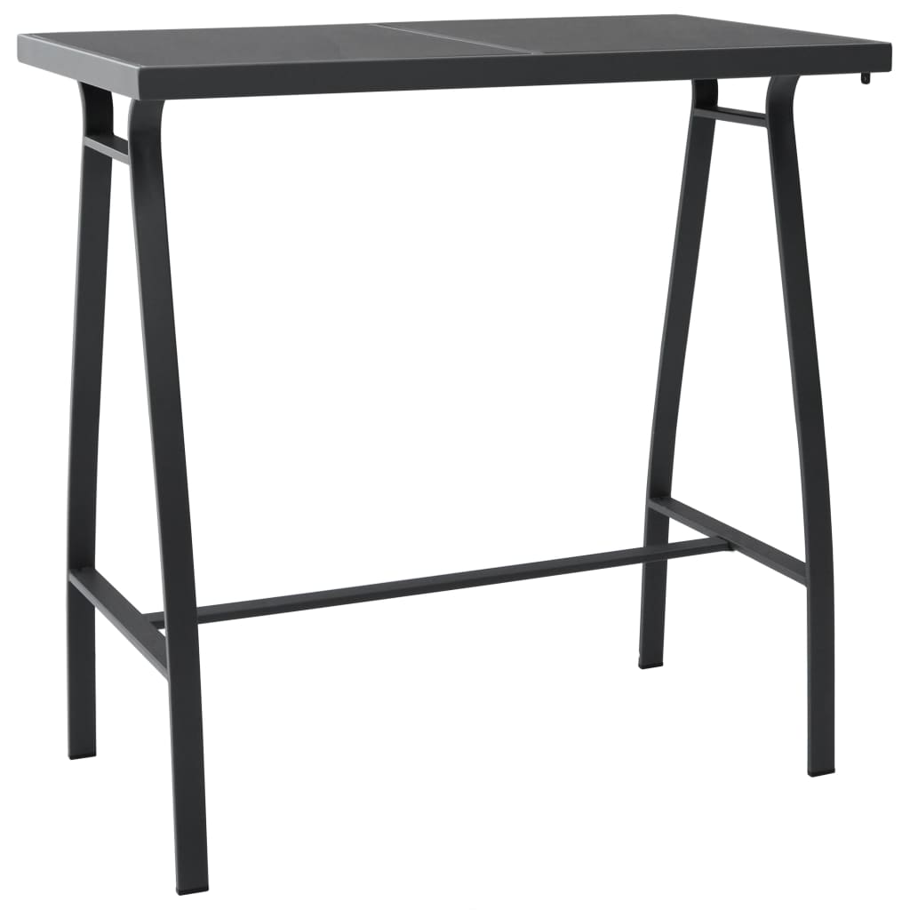 vidaXL Garden Bar Set | Black and dark grey | Tempered glass, steel, textilene