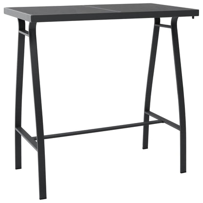 vidaXL Garden Bar Set | Black and dark grey | Tempered glass, steel, textilene