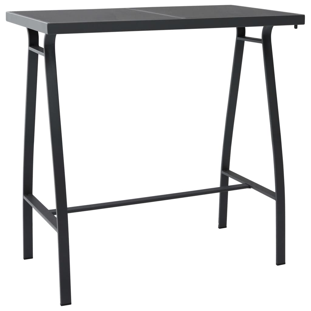 vidaXL Garden Bar Set | Black | Tempered glass, steel, textilene | Large