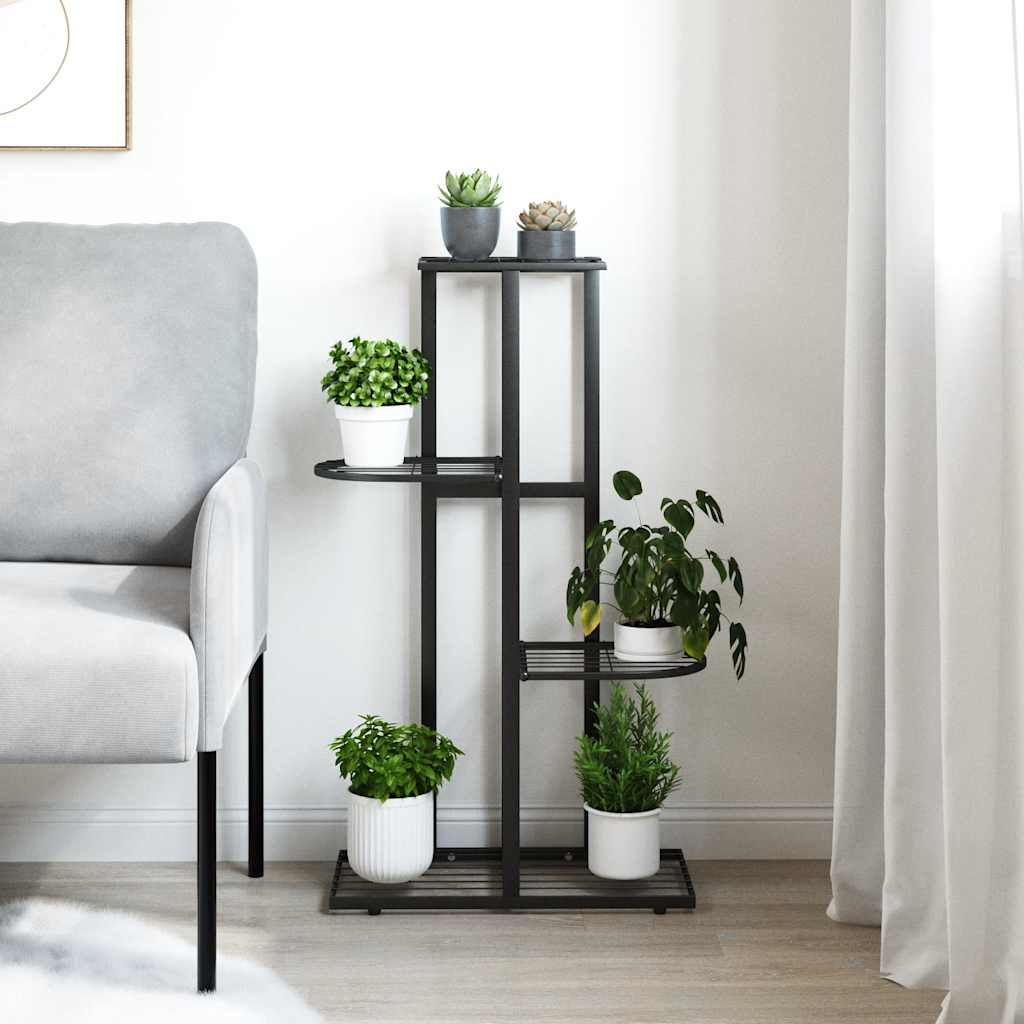 336108 vidaXL 4-Floor Flower Stand 43x22x76 cm Black Metal