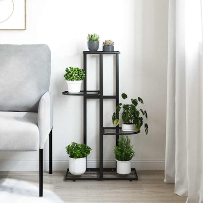 336108 vidaXL 4-Floor Flower Stand 43x22x76 cm Black Metal