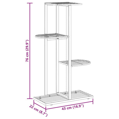vidaXL 4-Floor Flower Stand 43x22x76 cm Black Metal