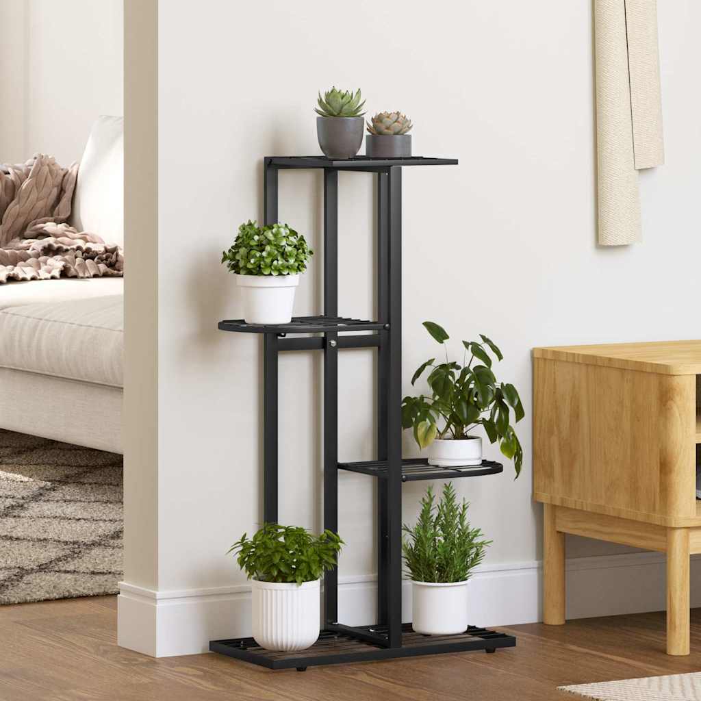 336108 vidaXL 4-Floor Flower Stand 43x22x76 cm Black Metal