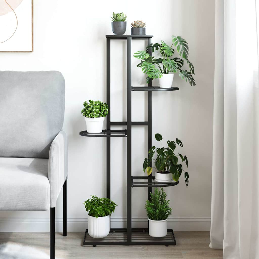336110 vidaXL 5-Floor Flower Stand 43x22x98 cm Black Metal