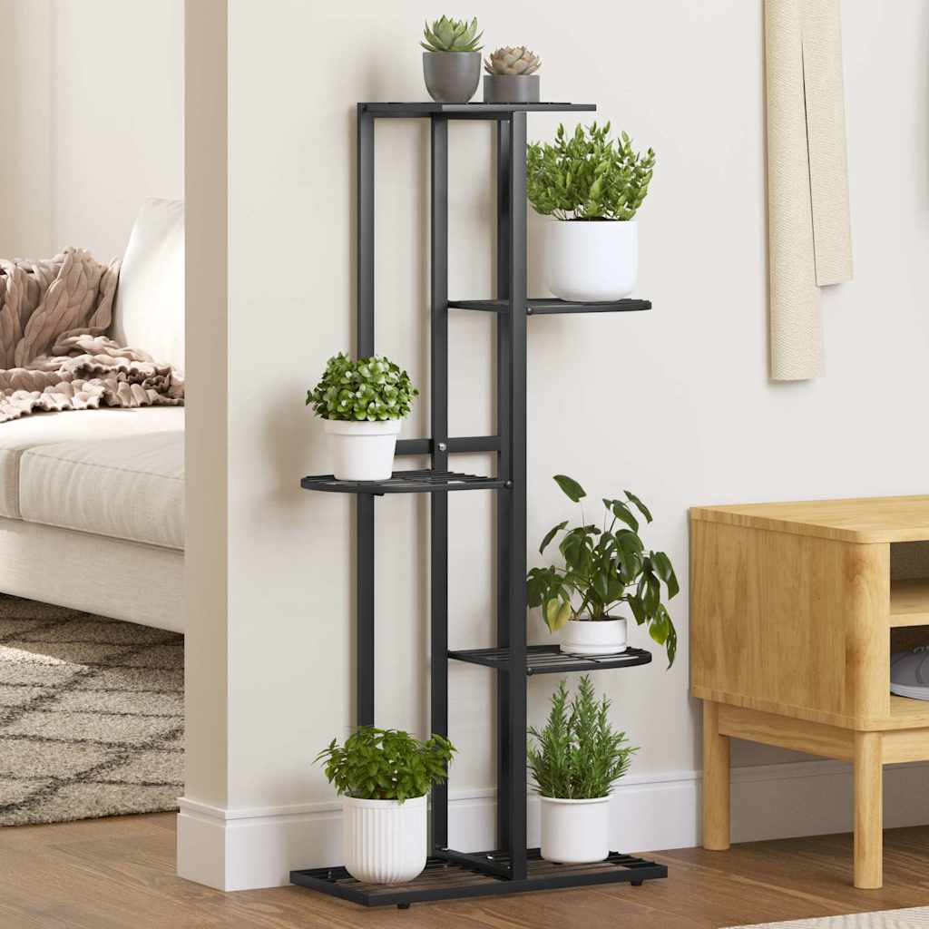 336110 vidaXL 5-Floor Flower Stand 43x22x98 cm Black Metal