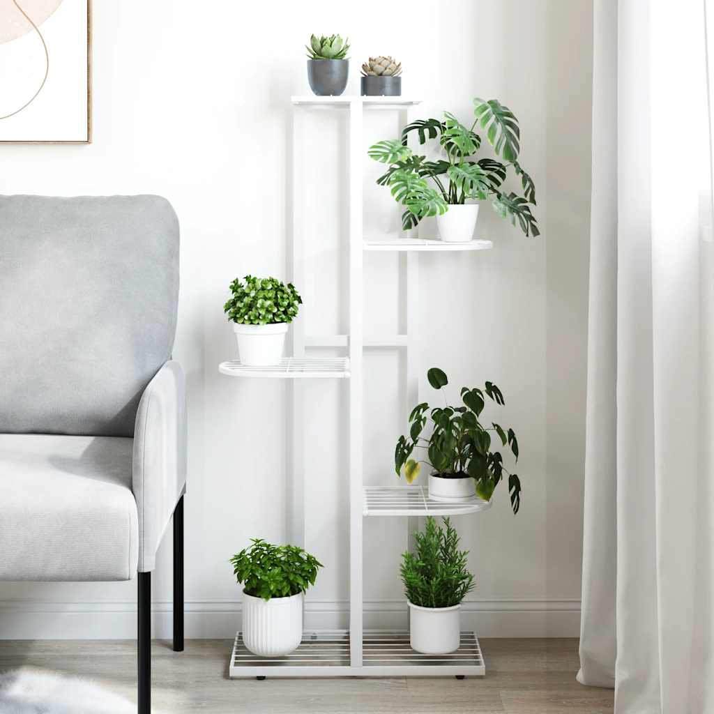 vidaXL 5-Floor Flower Stand 43x22x98 cm White Metal