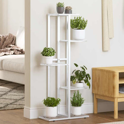vidaXL 5-Floor Flower Stand 43x22x98 cm White Metal