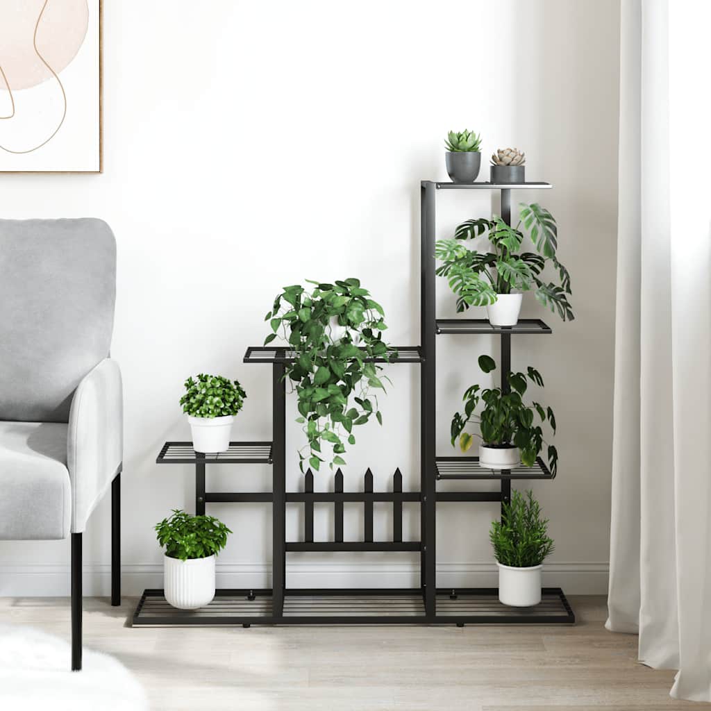 vidaXL Plant Stand | Black | Black powder-coated metal | Medium |  Sturdy