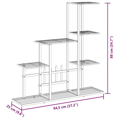 vidaXL Flower Stand 94.5x25x88 cm Black Metal