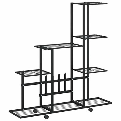 336114 vidaXL Flower Stand with Wheel 94,5x25x92,5 cm Black Metal
