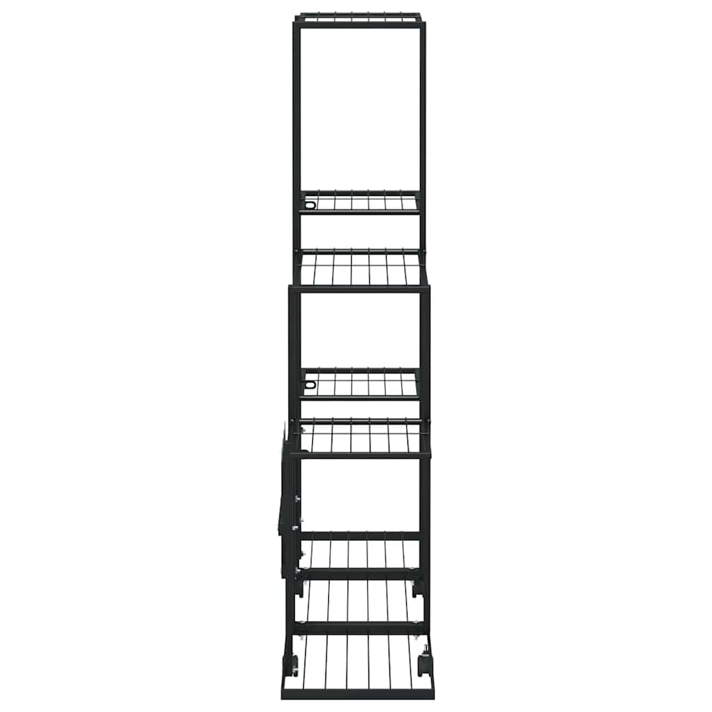 336114 vidaXL Flower Stand with Wheel 94,5x25x92,5 cm Black Metal