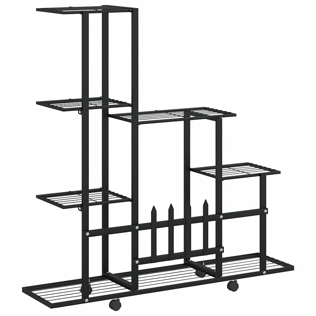 vidaXL Plant Stand | Black | Powder-coated metal | 94.5 cm x 25 cm x 92.5 cm