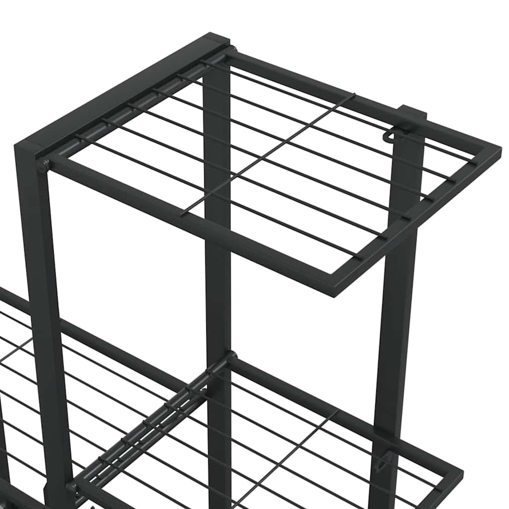 336114 vidaXL Flower Stand with Wheel 94,5x25x92,5 cm Black Metal