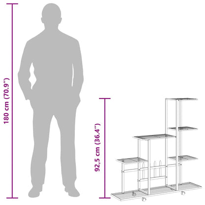 vidaXL Plant Stand | Black | Powder-coated metal | 94.5 cm x 25 cm x 92.5 cm