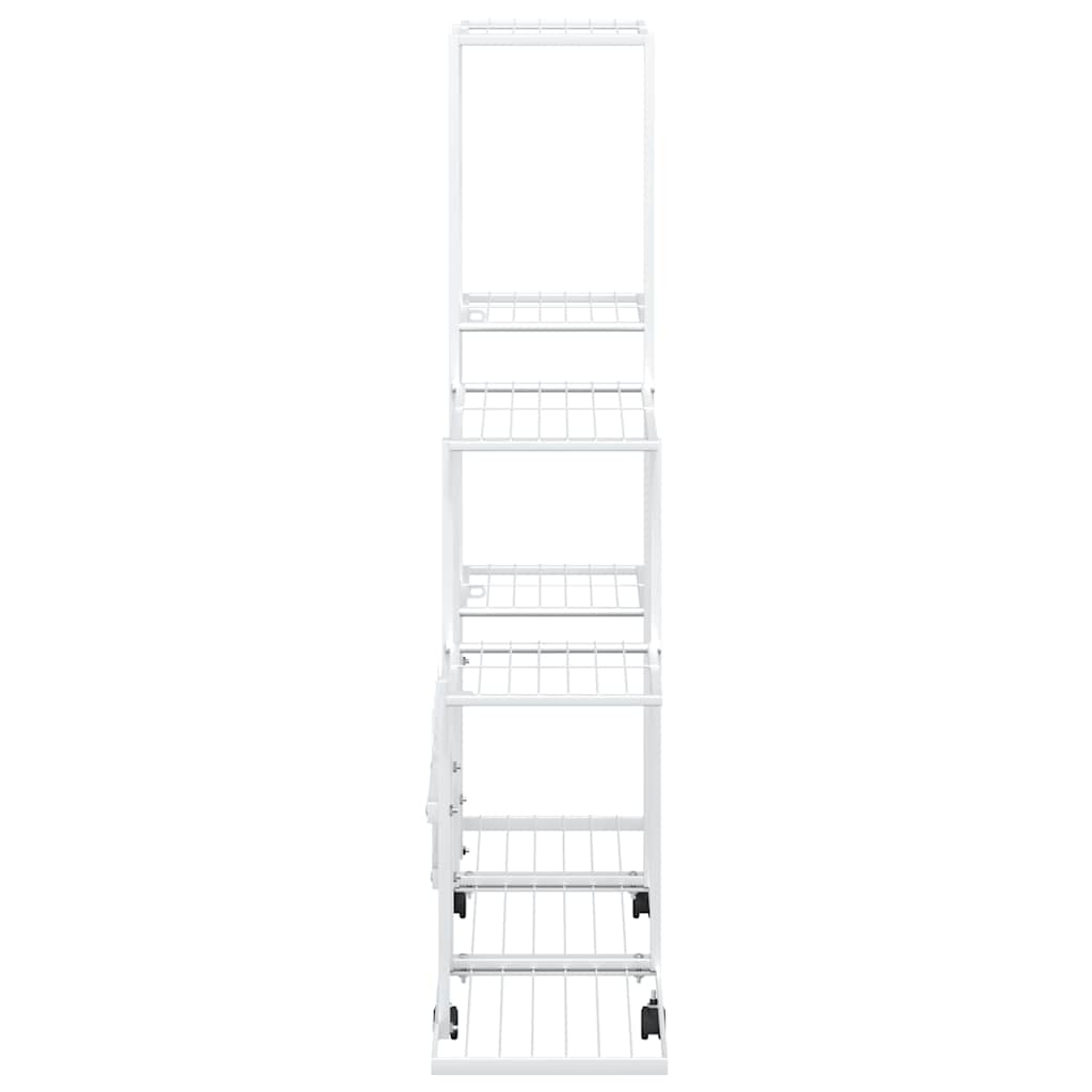 vidaXL Flower Stand with Wheel 94.5x25x92.5 cm White Metal