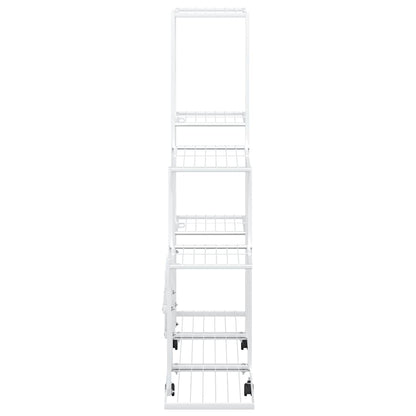vidaXL Flower Stand with Wheel 94.5x25x92.5 cm White Metal