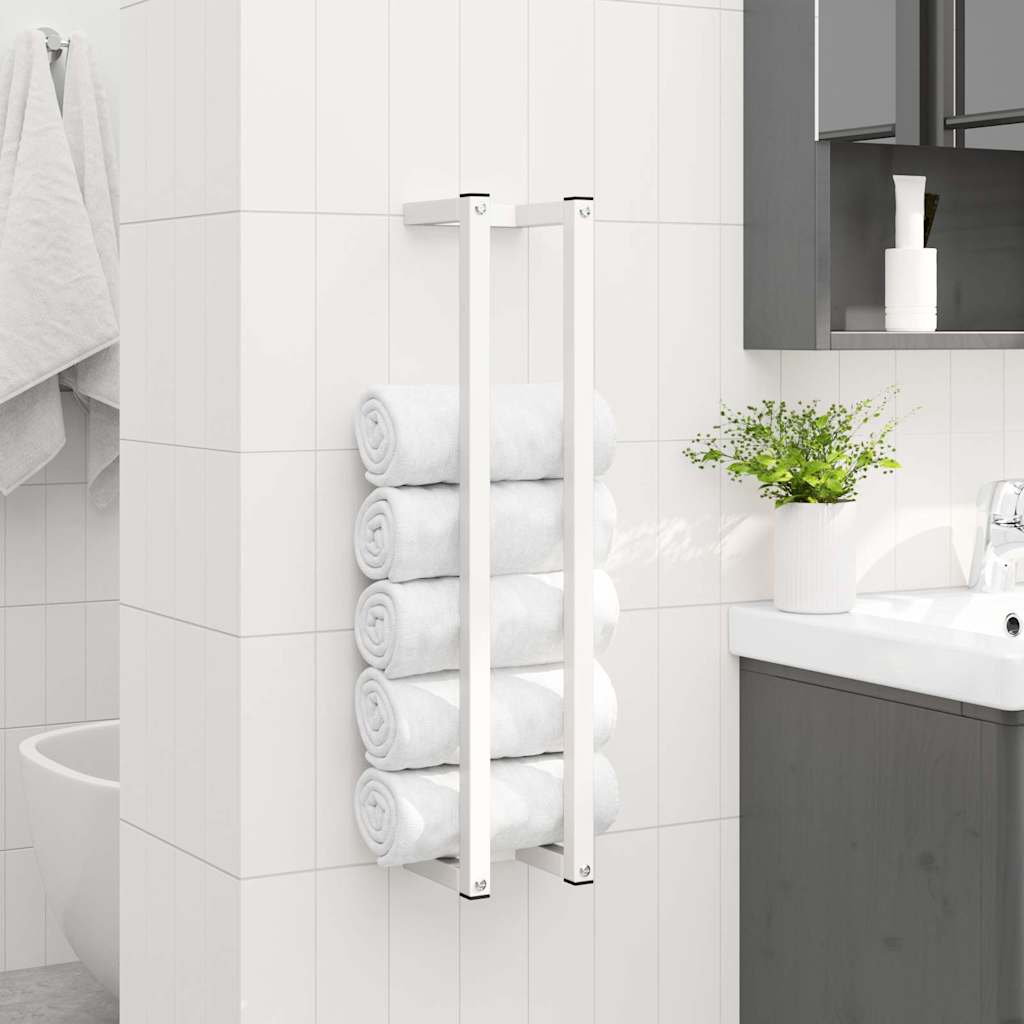 336116 vidaXL Towel Rack White 12,5x12,5x60 cm Steel