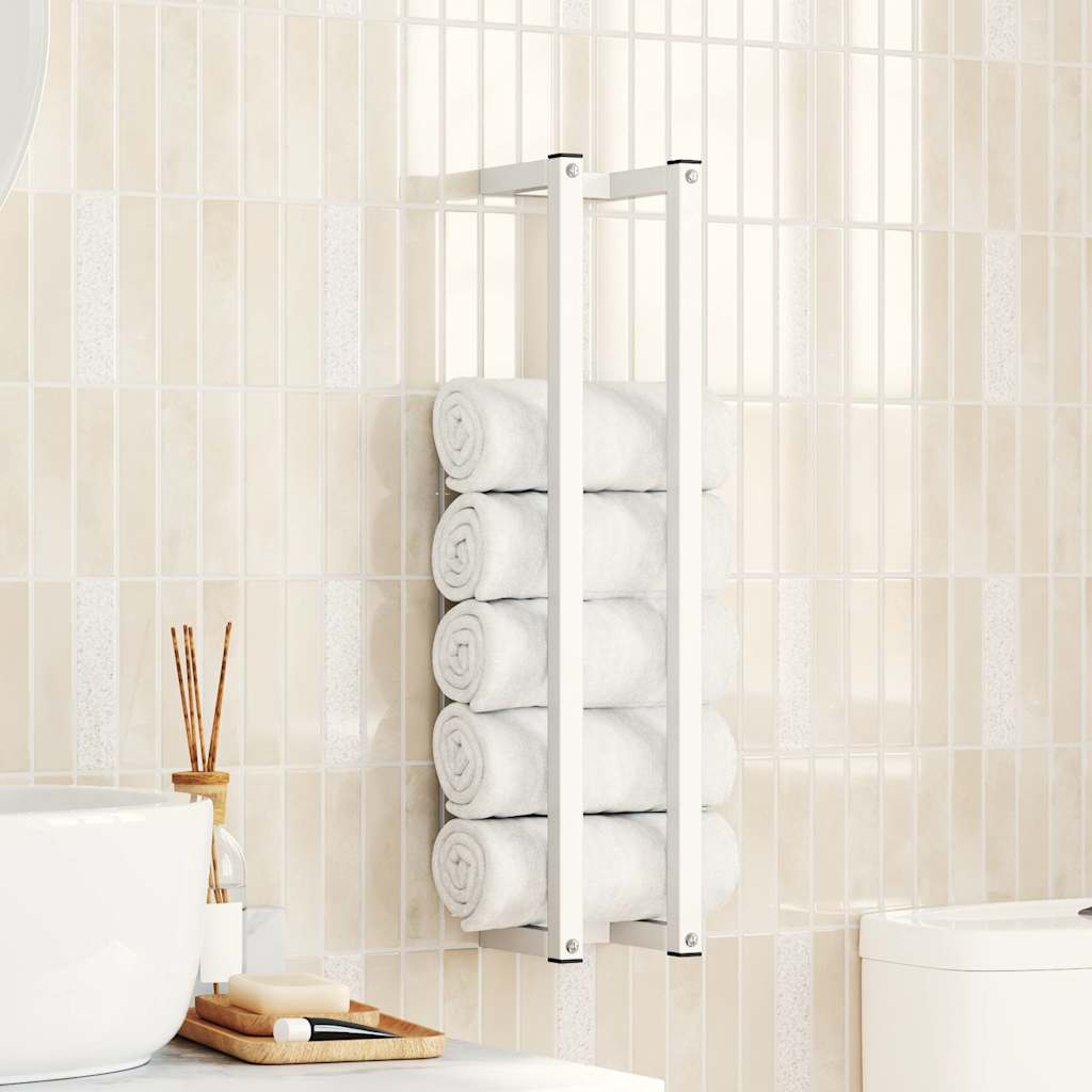 336116 vidaXL Towel Rack White 12,5x12,5x60 cm Steel
