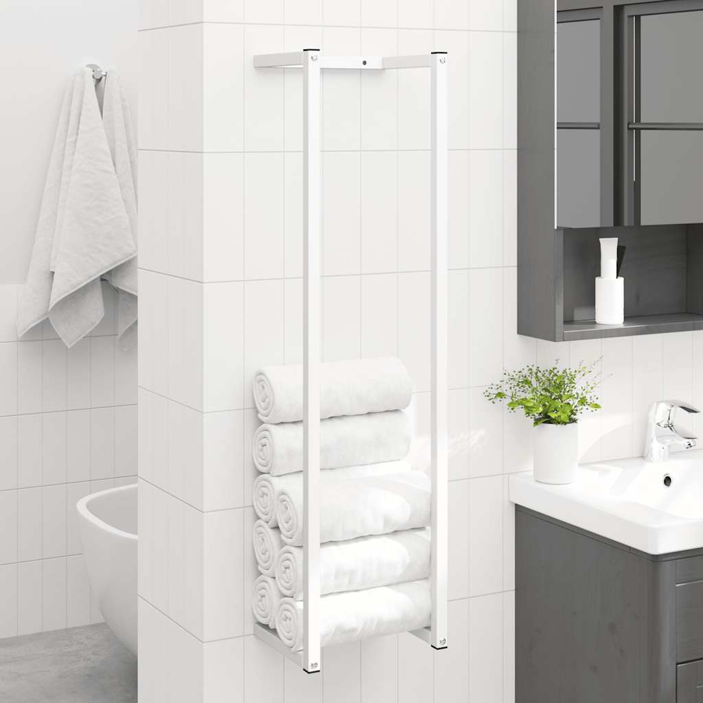 vidaXL Towel Rack | White | Steel | Medium | Towel Rack | Rectangular | Modern