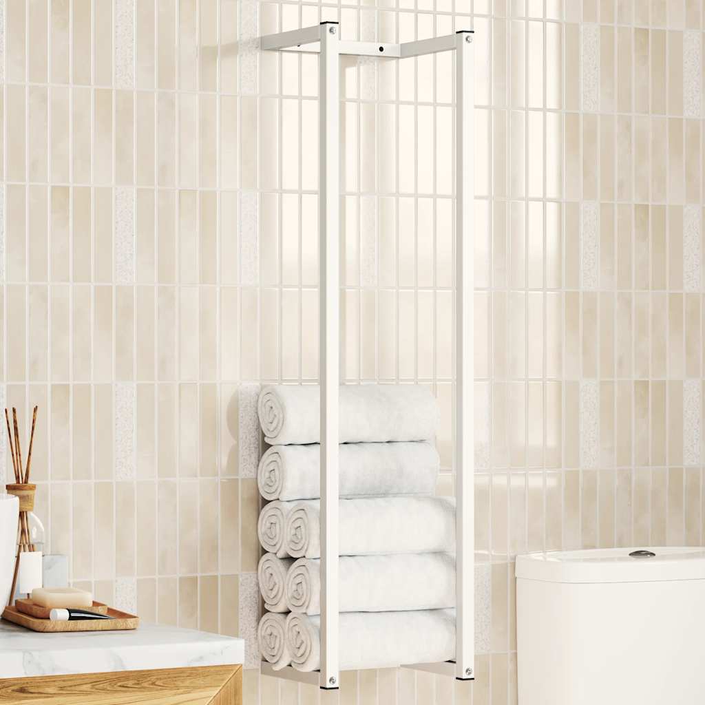 vidaXL Towel Rack | White | Steel | Medium | Towel Rack | Rectangular | Modern