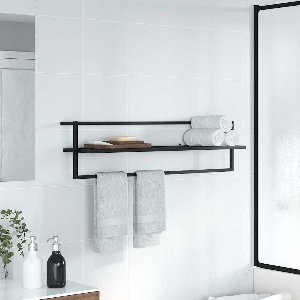 336122 vidaXL Towel Rack Black 95x25x22 cm Iron