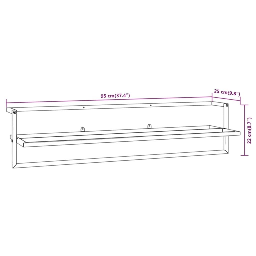 vidaXL Towel Rack Black 95x25x22 cm Iron