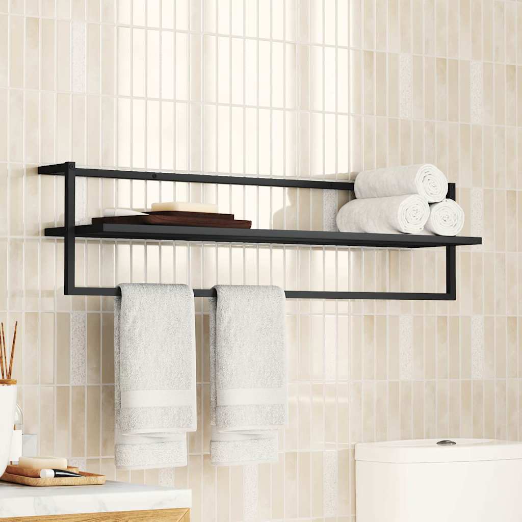 336122 vidaXL Towel Rack Black 95x25x22 cm Iron