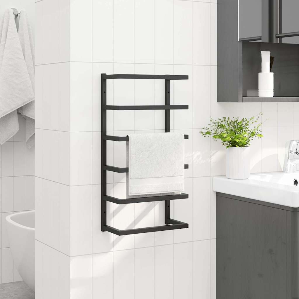 336123 vidaXL Towel Rack Black 24x12x48 cm Steel