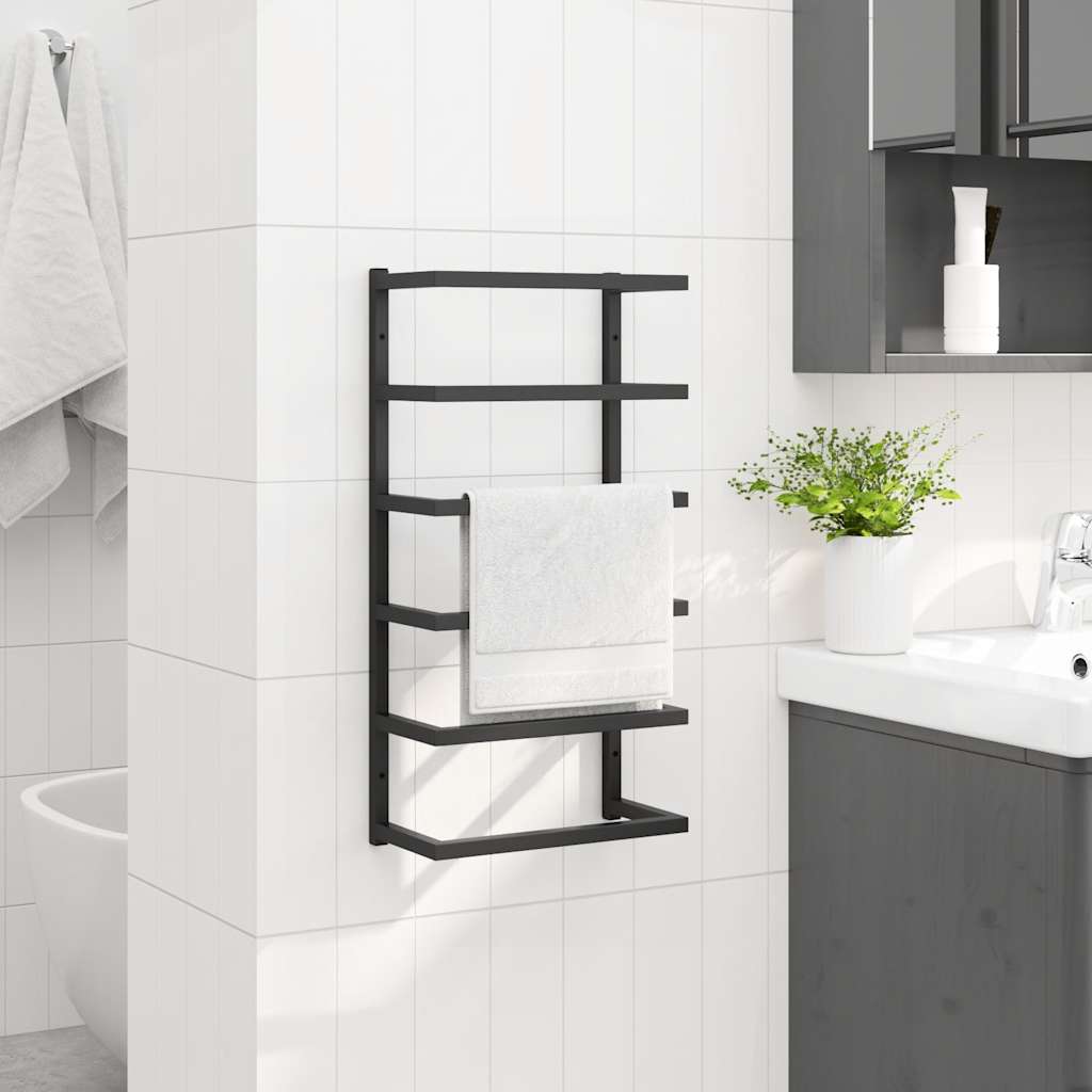 vidaXL Towel Rack | Black | Steel | Towel Rack | Rectangular | Contemporary