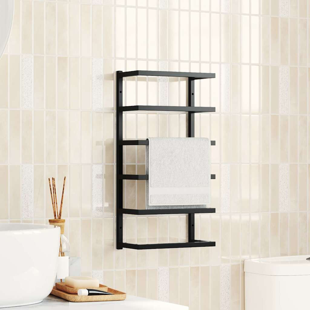 336123 vidaXL Towel Rack Black 24x12x48 cm Steel