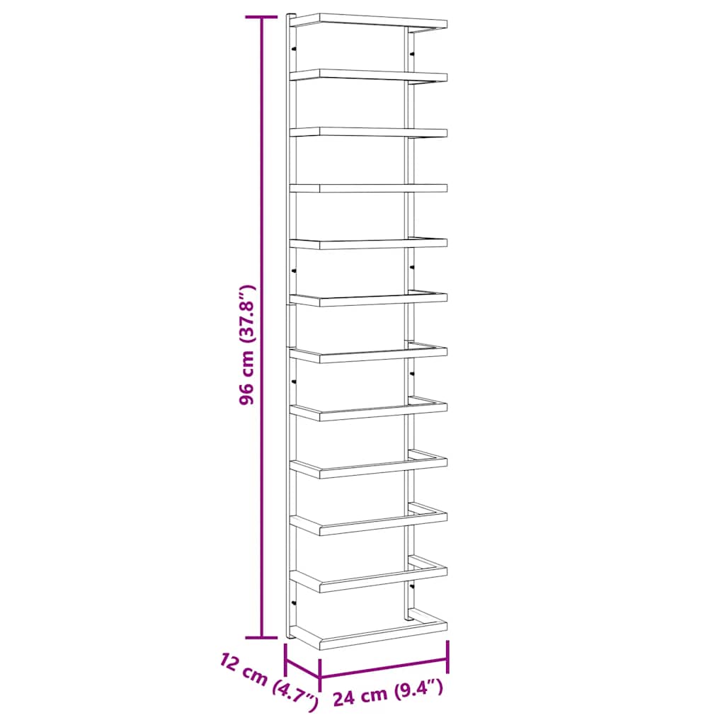vidaXL Towel Rack White 24x12x96 cm Steel