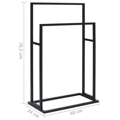 vidaXL Freestanding Towel Rack Black 48x24x78.5 cm Iron
