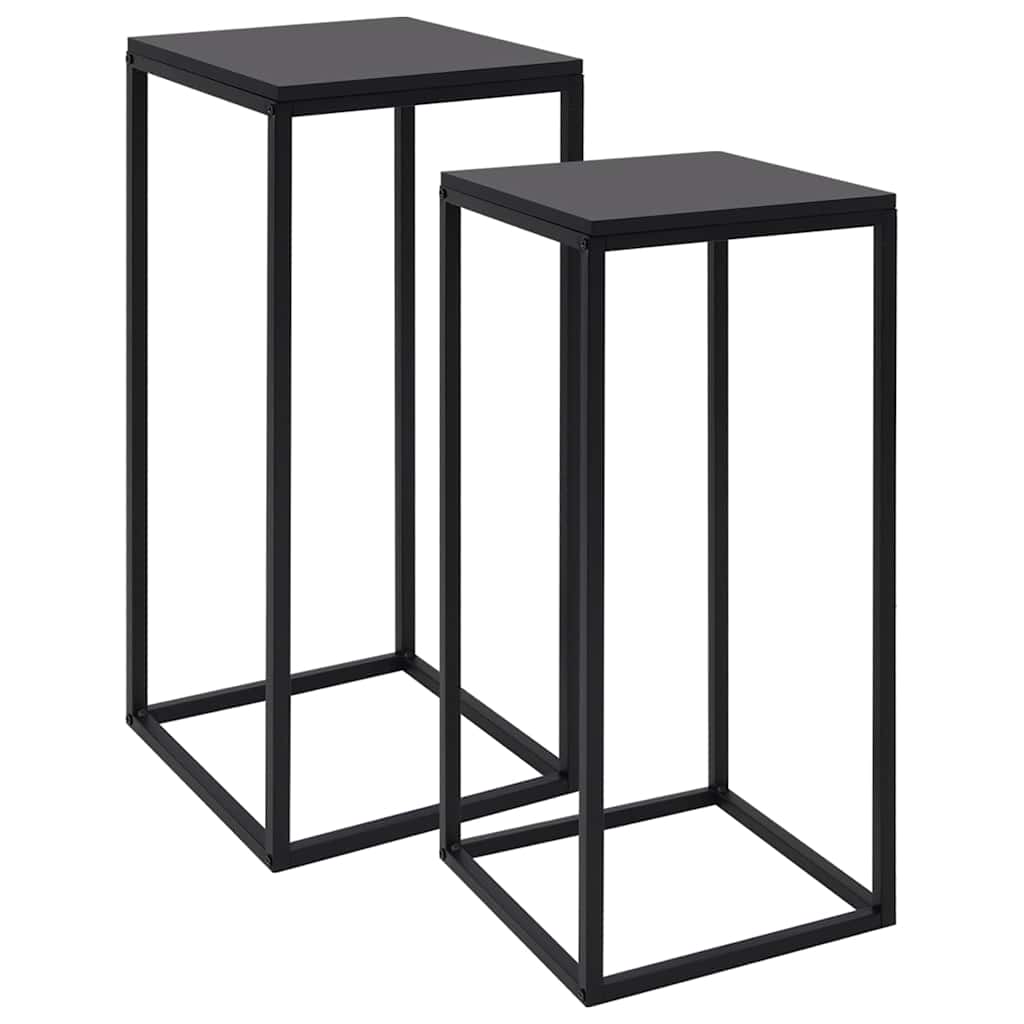 336128 vidaXL Side Tables 2 pcs Black Steel
