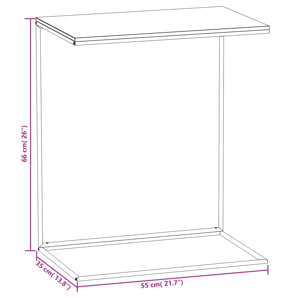 vidaXL Side Table Black 55x35x66 cm Engineered Wood