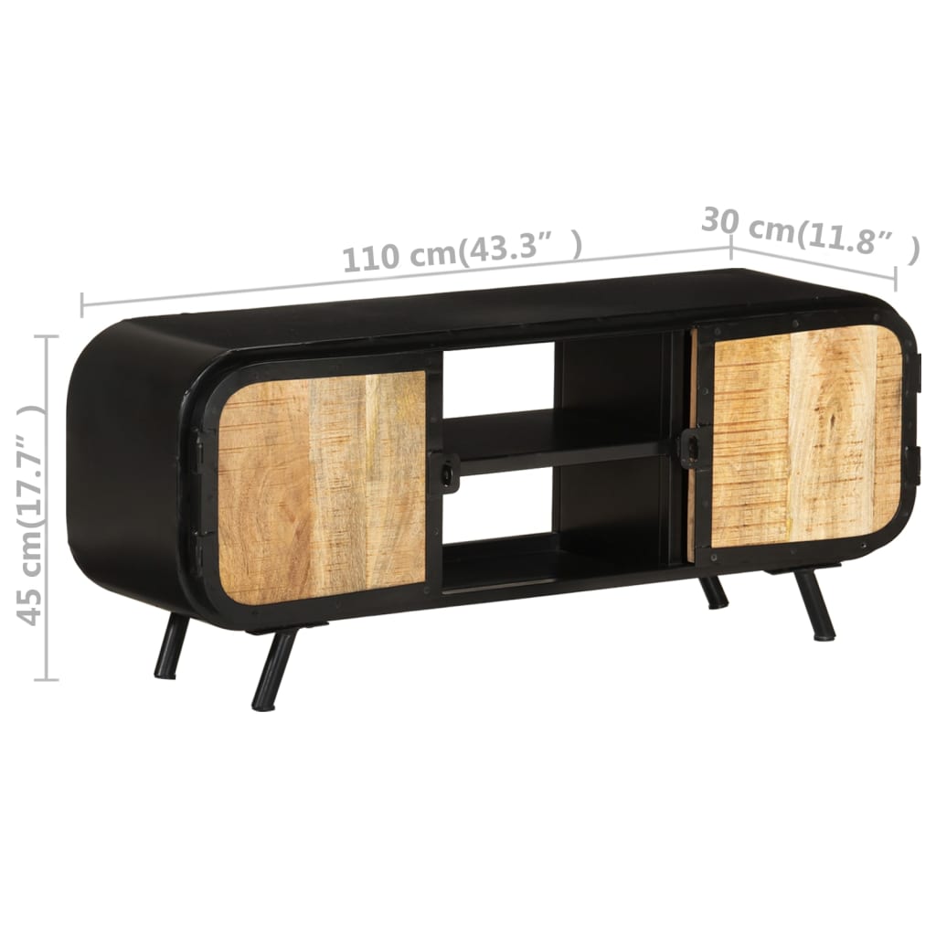 vidaXL TV Cabinet 110x30x45 cm Rough Mango Wood