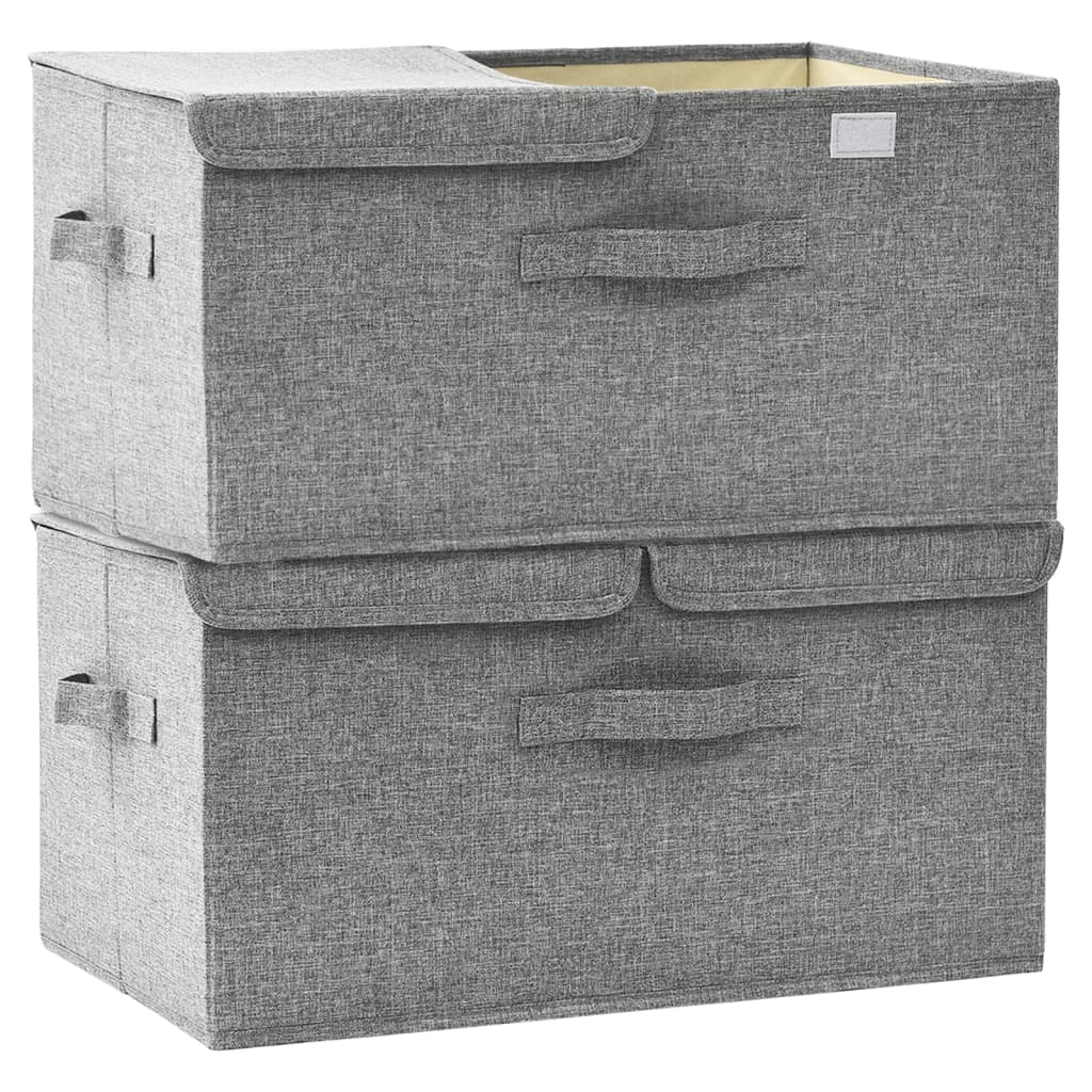 vidaXL Storage Boxes 2 pcs Fabric 50x30x25 cm Grey