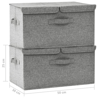 vidaXL Storage Boxes 2 pcs Fabric 50x30x25 cm Grey