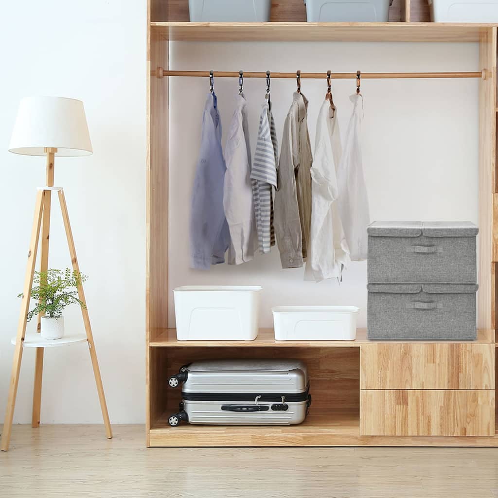vidaXL Storage Boxes 2 pcs Fabric 50x30x25 cm Grey