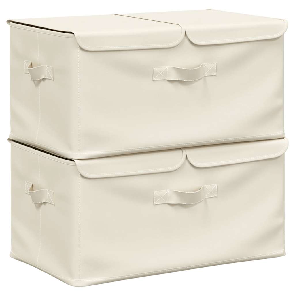 vidaXL Storage Boxes 2 pcs Fabric 50x30x25 cm Cream