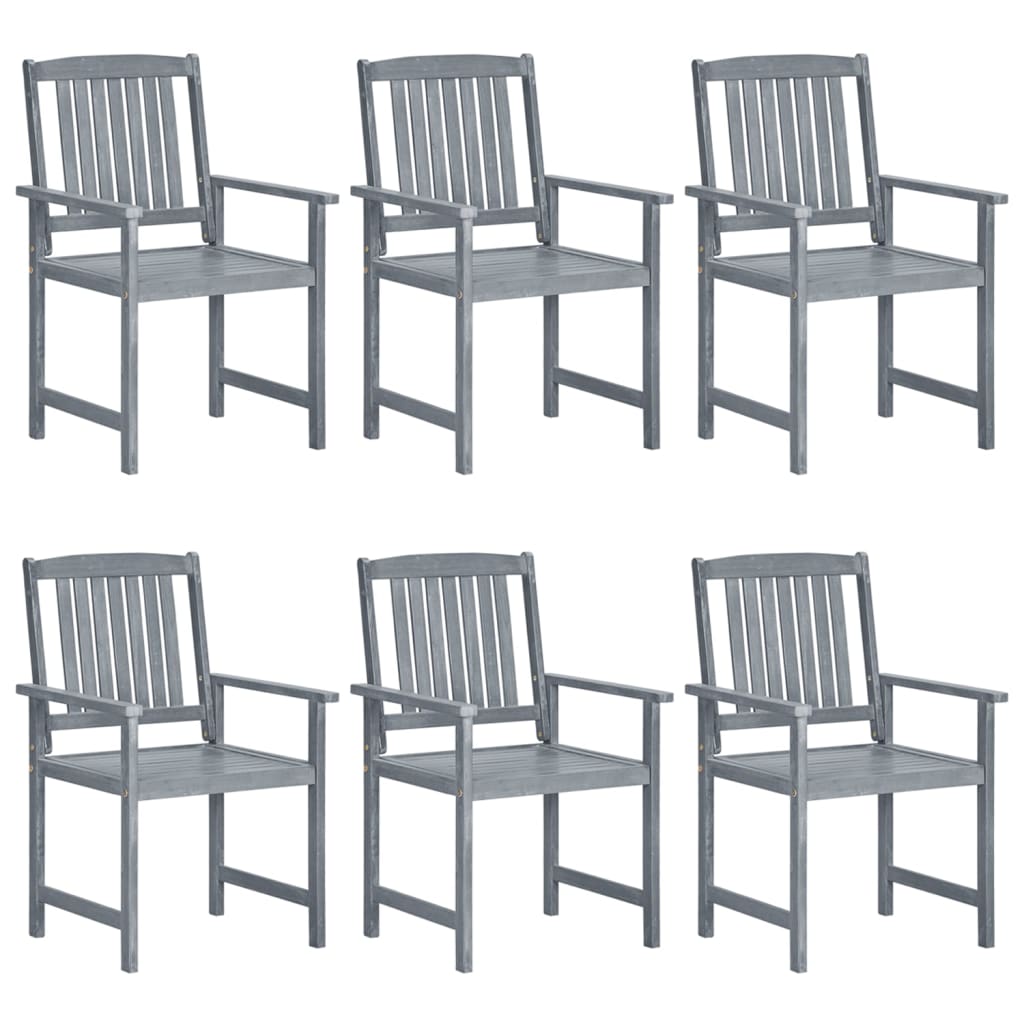 vidaXL Garden Chair | Set of 6 | Grey | Solid Acacia wood | Standard | Durable