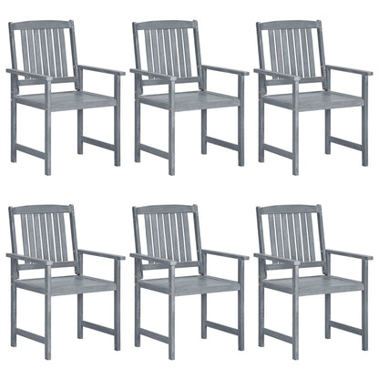 vidaXL Garden Chair | Set of 6 | Grey | Solid Acacia wood | Standard | Durable