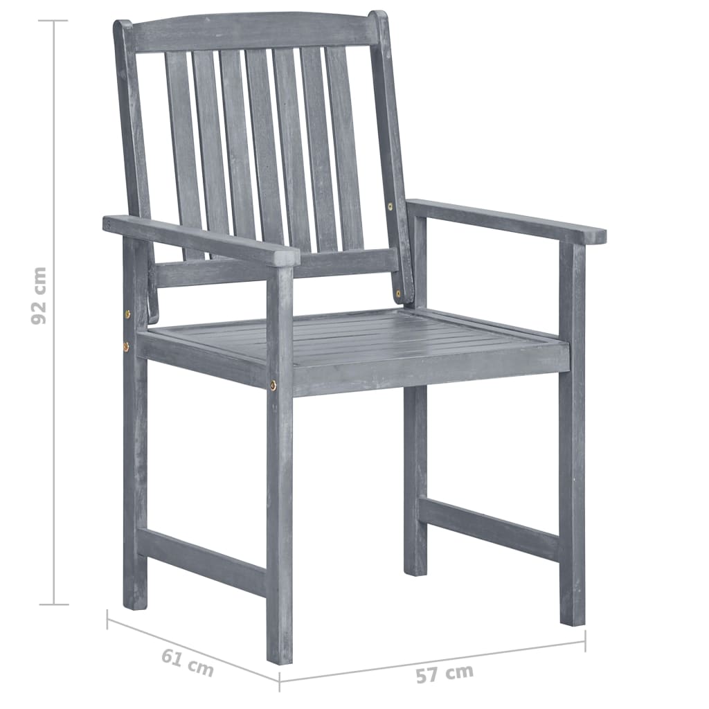 vidaXL Garden Chair | Set of 6 | Grey | Solid Acacia wood | Standard | Durable