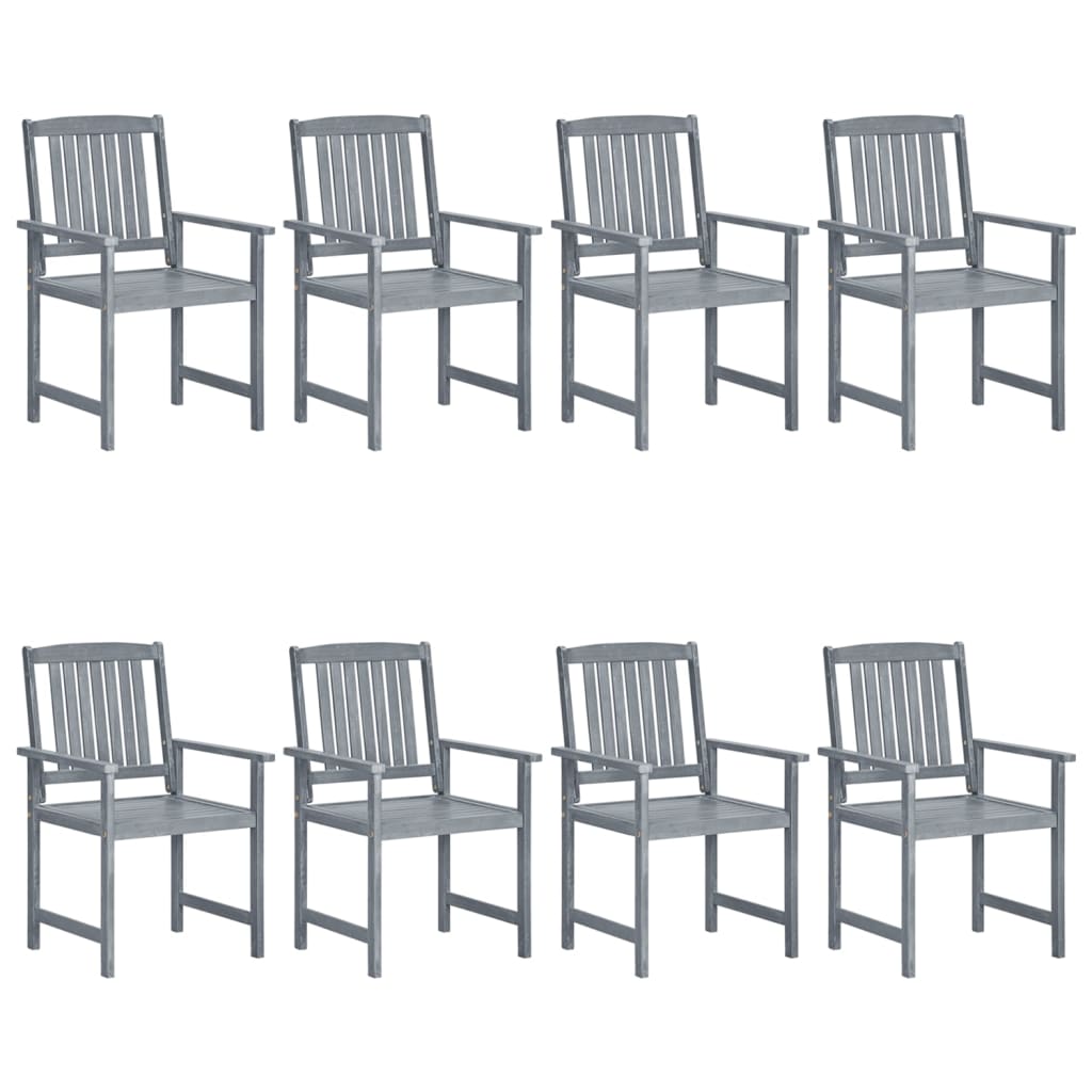 vidaXL Garden Chair | Set of 8 | Grey | Solid Acacia wood | Medium | Durable
