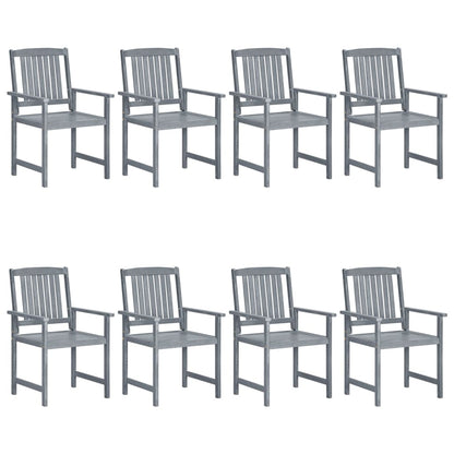 vidaXL Garden Chair | Set of 8 | Grey | Solid Acacia wood | Medium | Durable