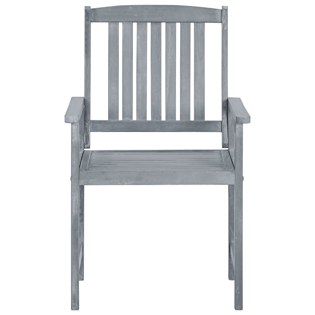vidaXL Garden Chair | Set of 8 | Grey | Solid Acacia wood | Medium | Durable