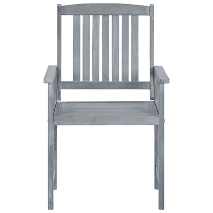 vidaXL Garden Chair | Set of 8 | Grey | Solid Acacia wood | Medium | Durable