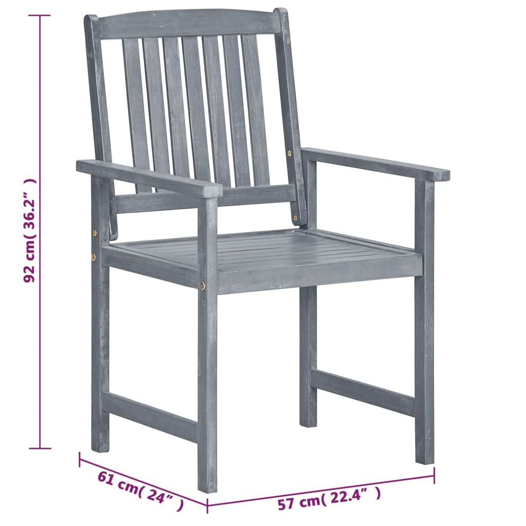 vidaXL Garden Chair | Set of 8 | Grey | Solid Acacia wood | Medium | Durable