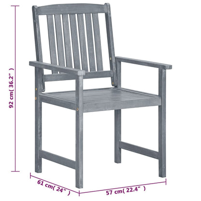 vidaXL Garden Chair | Set of 8 | Grey | Solid Acacia wood | Medium | Durable