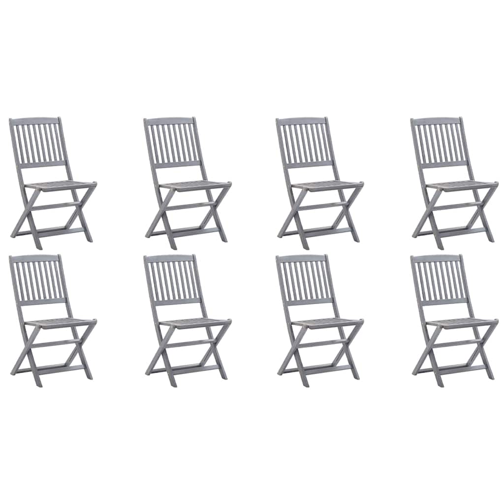 vidaXL Outdoor Chair | Set of 8 | Grey | Acacia Wood | Standard | Foldable