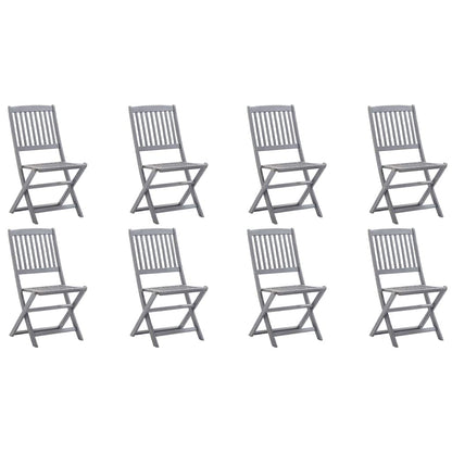 vidaXL Outdoor Chair | Set of 8 | Grey | Acacia Wood | Standard | Foldable